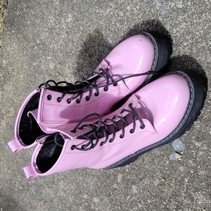 Steve Madden Pink Patent Leather Combat boots